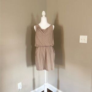 Theory Tan Sleeveless Dress with Pockets
